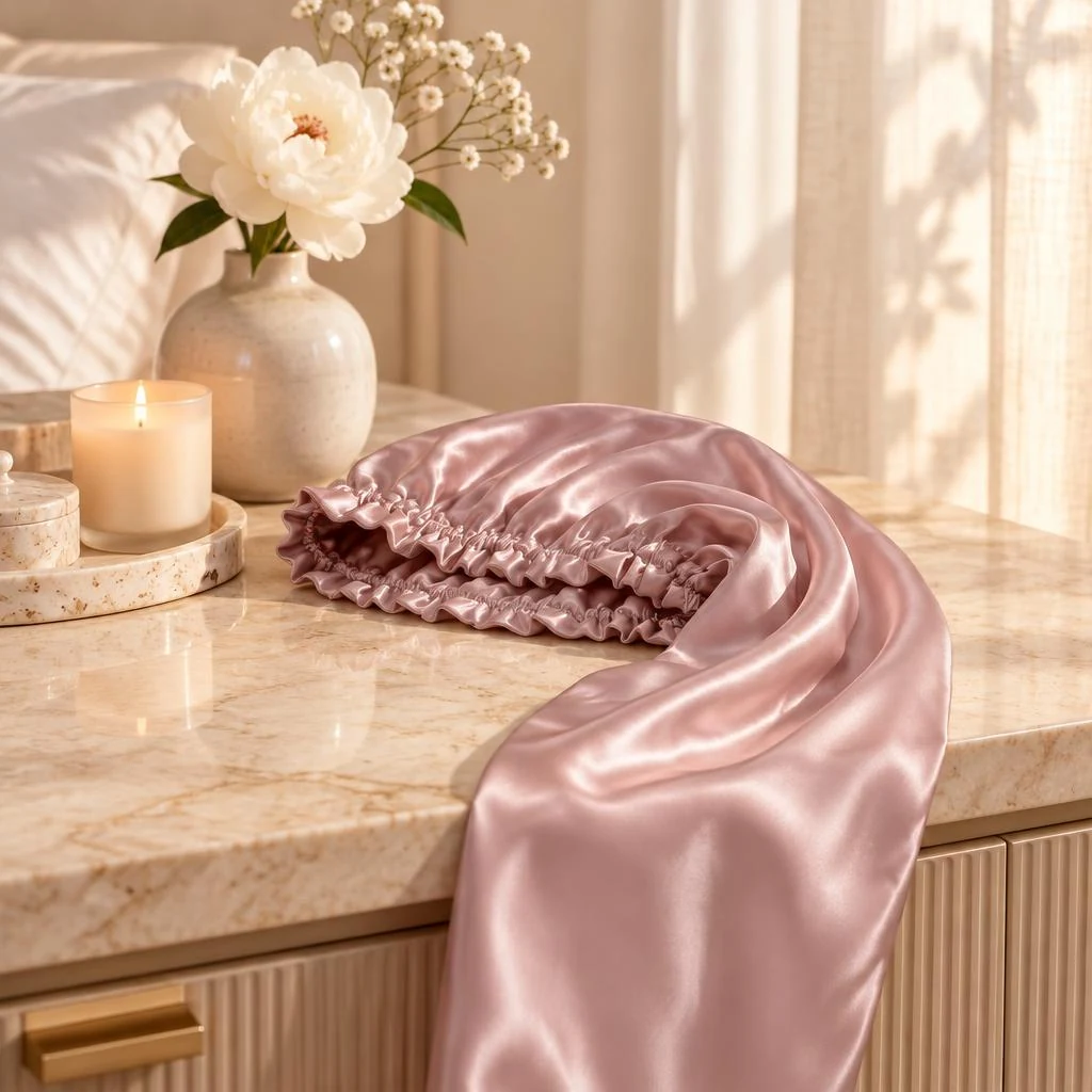 Bonnet en soie de mûrier pour cheveux longs et bouclés – Vieux rose - Lifestyle et soin délicat des cheveux