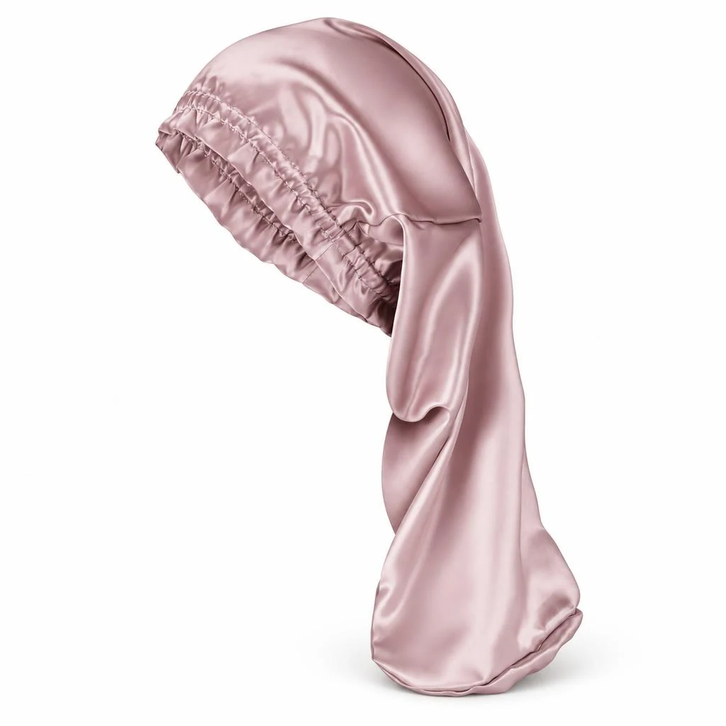 Bonnet en soie de mûrier pour cheveux longs et bouclés – Vieux rose