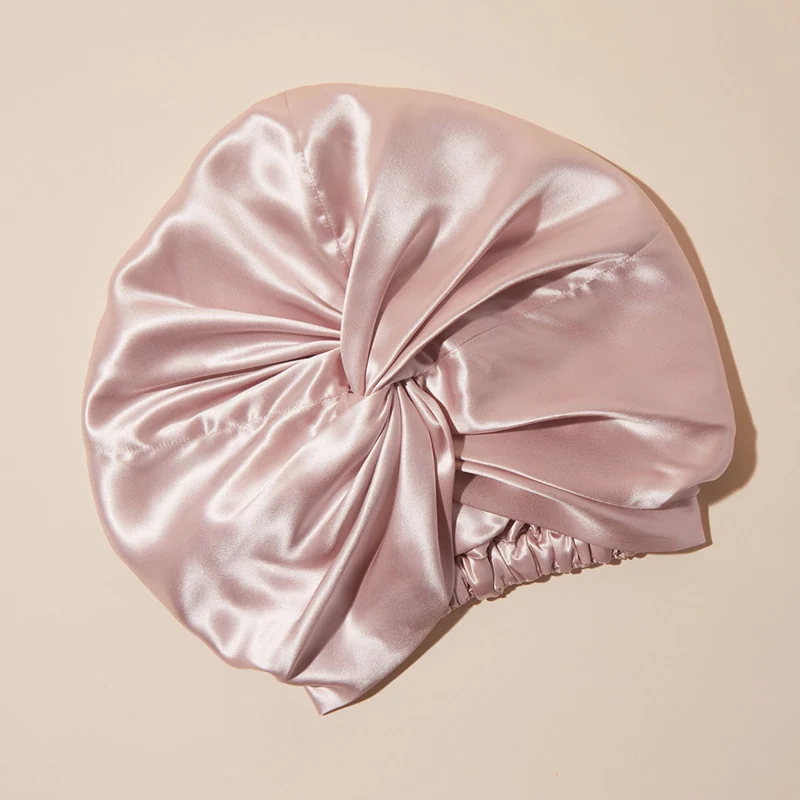 Bonnet de nuit en soie de mûrier standard – Rose poudré