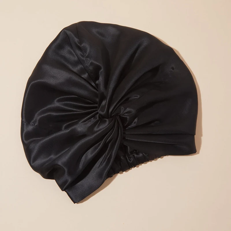 Bonnet de nuit en soie de mûrier standard – Noir intense