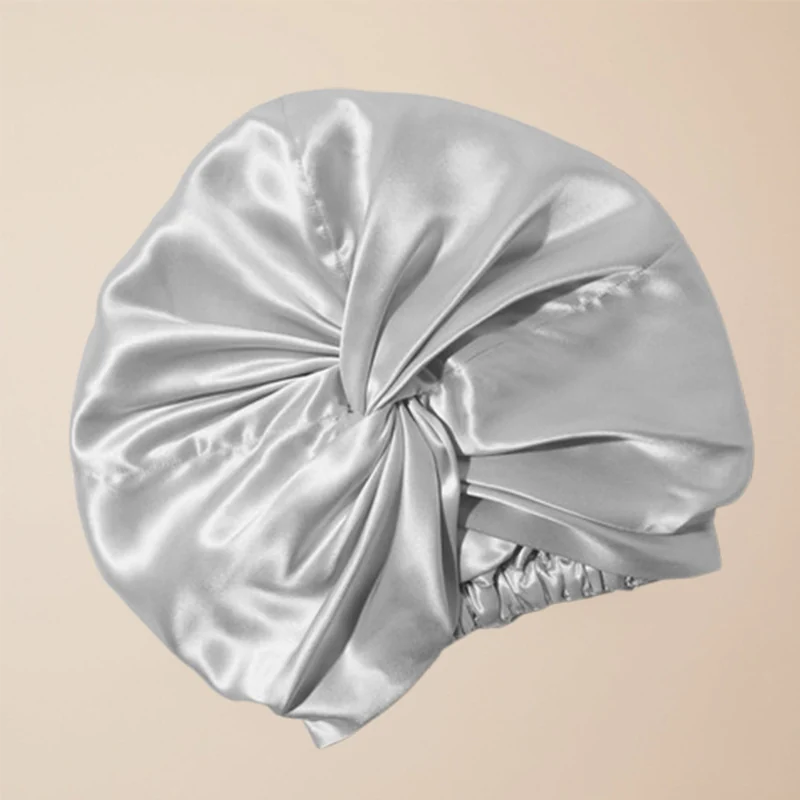 Bonnet de nuit en soie de mûrier standard – Gris argent